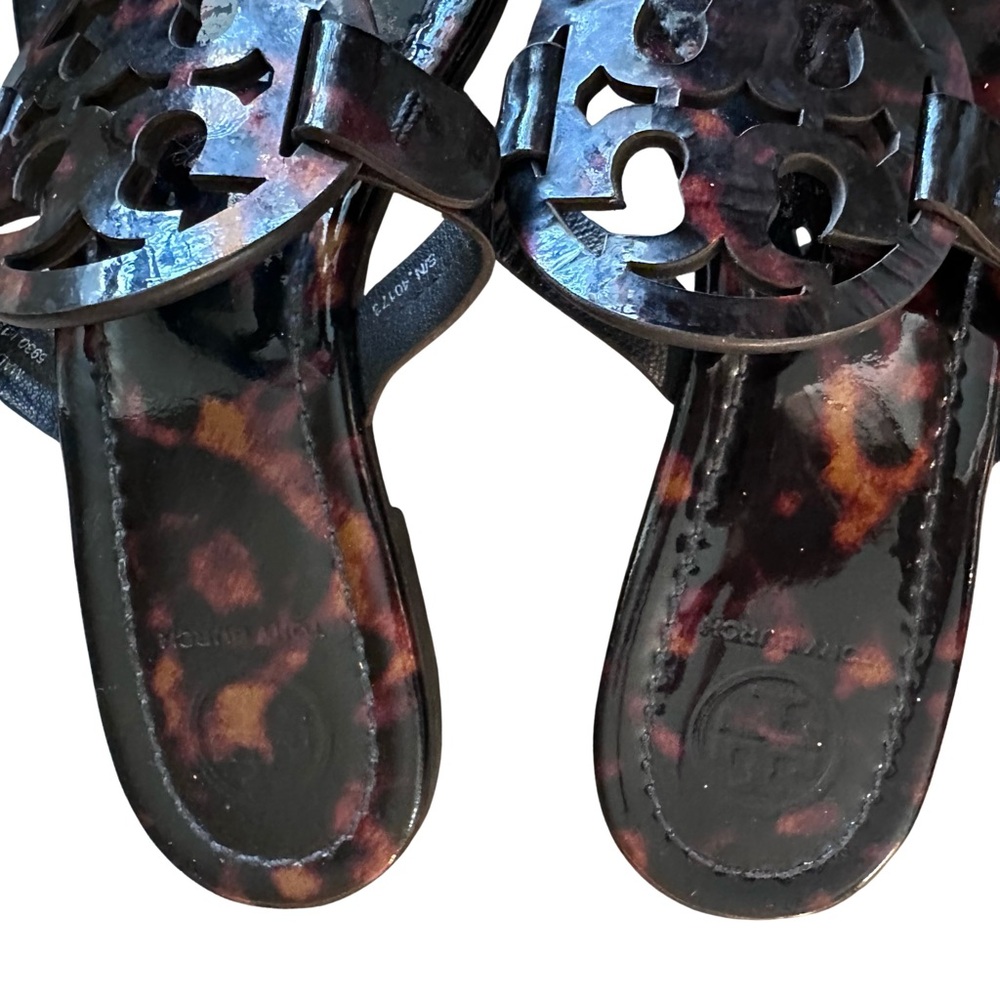 Tory Burch Miller Tortoise Shell patent leather Sandals - Picture 9 of 14